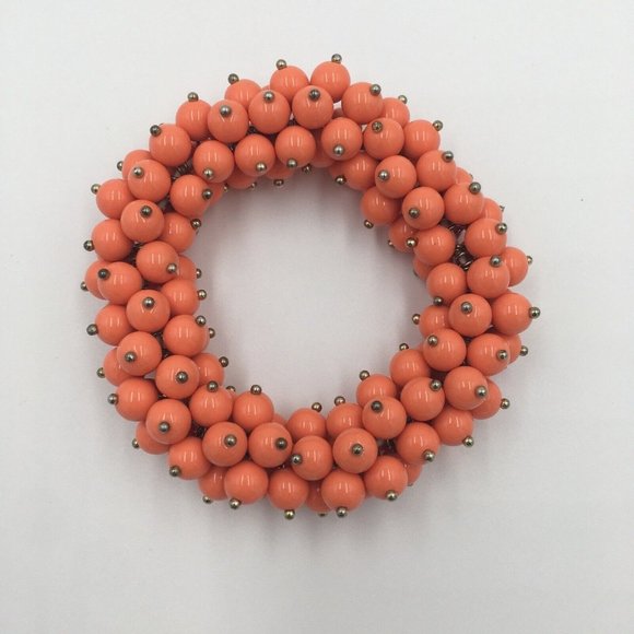 Coral Peach Color Cluster Plastic Charm Beads Stretch Bracelet - Picture 4 of 5